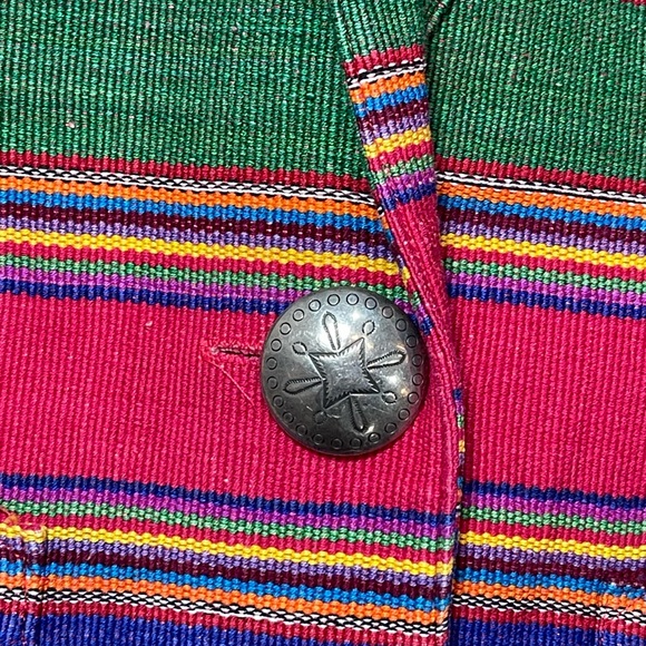 Vintage Weekend Wear 90s Striped Blanket Weave Jacket Long Western Aztec Blazer - Picture 8 of 16